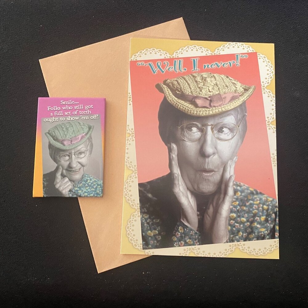 Bundle Combo Leanin' Tree Greeting Card & Magnet Set Beverly Hillbillies‎ Granny